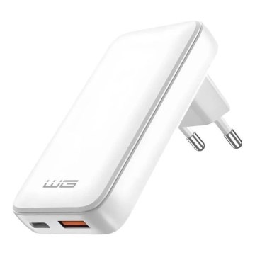 Winner Group - Uzlādes adapteris GaN 1x USB-A + 1x USB-C 30 W balts
