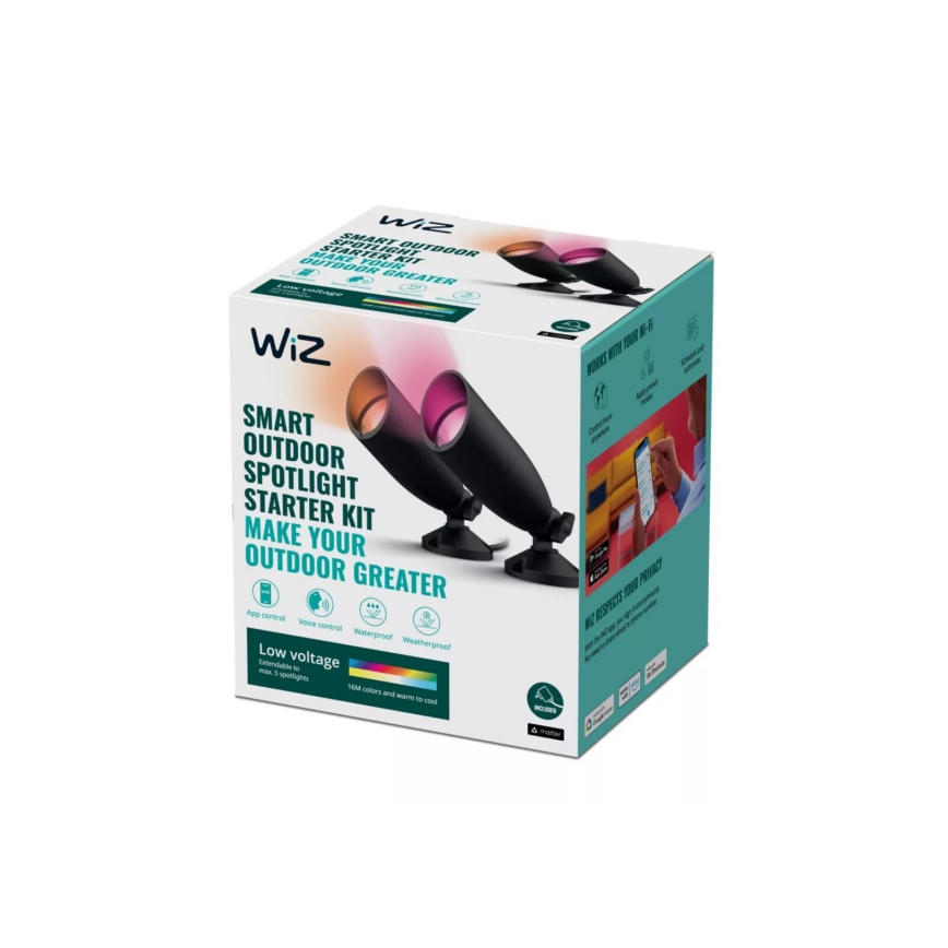 WiZ -KOMPLEKTS 2x LED RGBW Aptumšojama āra lampa SPOT LED/10W/230V 2700-5000K IP65 Wi-Fi