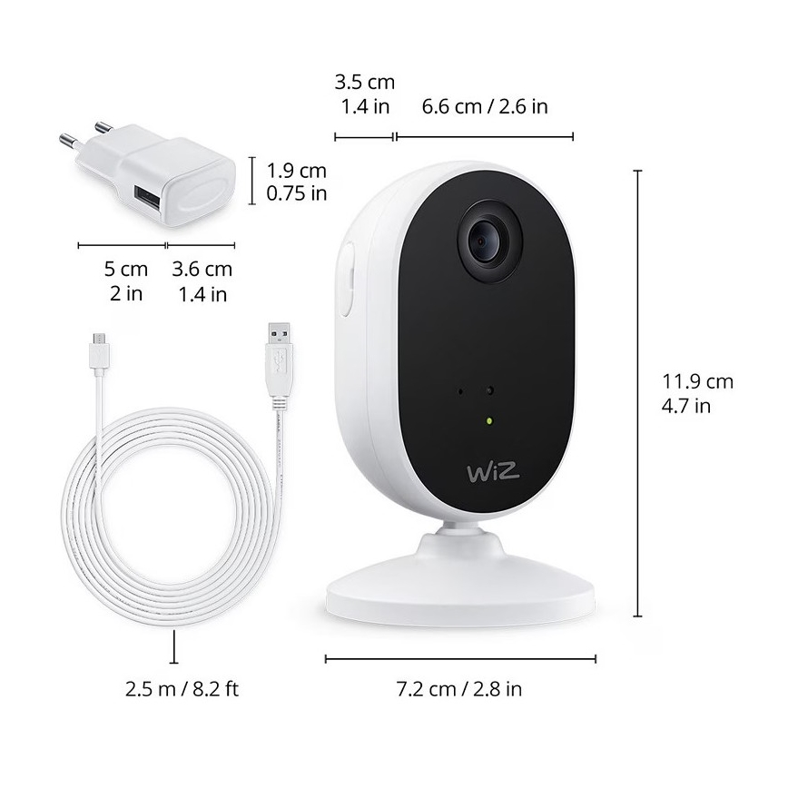 WiZ - Komplekts mājsaimniecības uzraudzībai: 1x kamera + 3x LED RGB spuldze A60 E27/8,5W/230V Wi-Fi