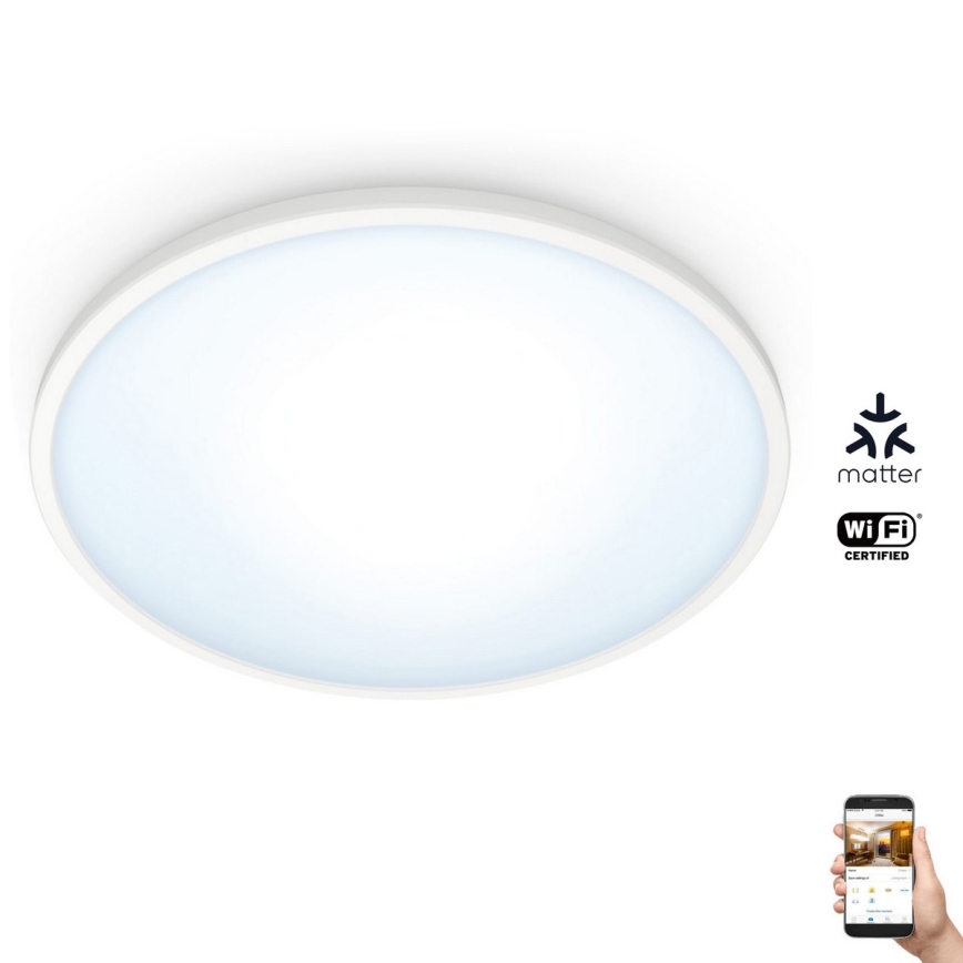 WiZ - LED Aptumšojama griestu lampa SUPERSLIM LED/16W/230V 2700-6500K Wi-Fi balta