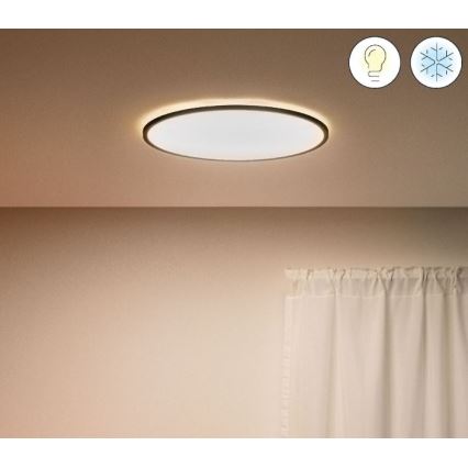 WiZ - LED Aptumšojama griestu lampa SUPERSLIM LED/22W/230V 2700-6500K Wi-Fi melna