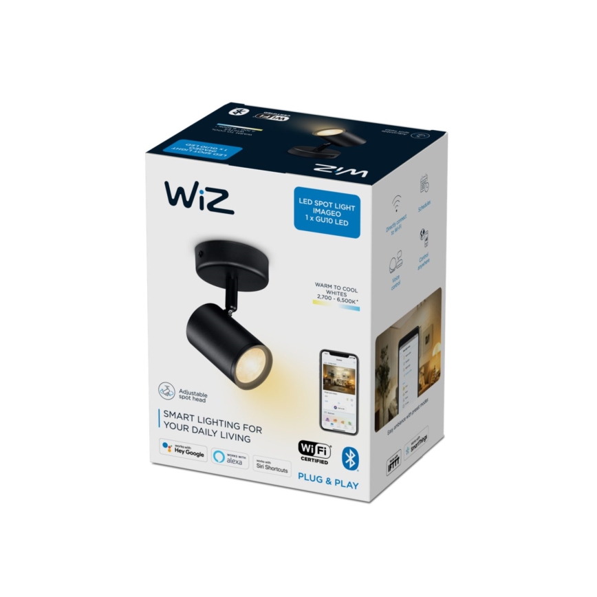 WiZ - LED Aptumšojams starmetis IMAGEO 1xGU10/4,9W/230V 2700-6500K CRI 90 Wi-Fi melns