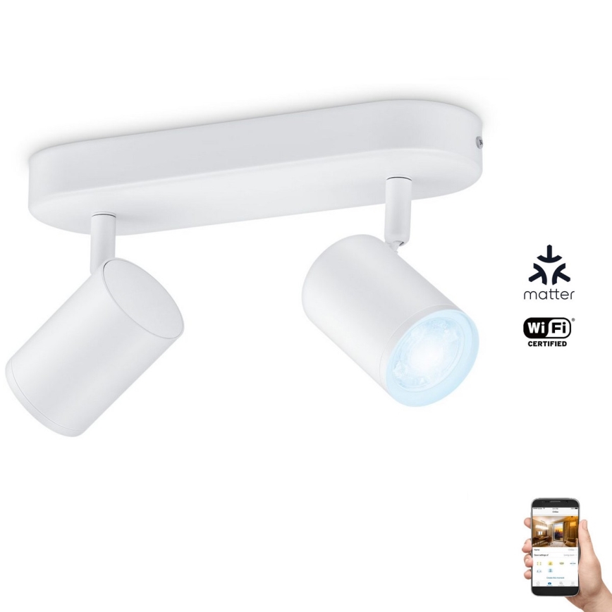 WiZ - LED Aptumšojams starmetis IMAGEO 2xGU10/4,9W/230V 2700-6500K Wi-Fi CRI 90 balts