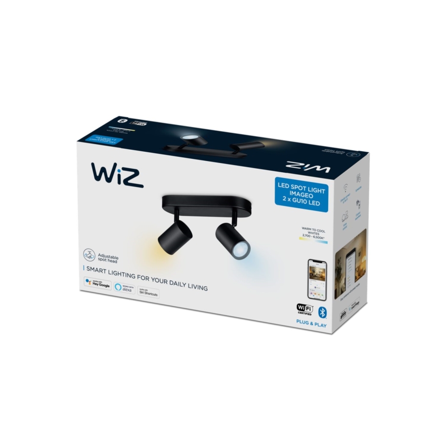 WiZ - LED Aptumšojams starmetis IMAGEO 2xGU10/4,9W/230V 2700-6500K Wi-Fi CRI 90 melns