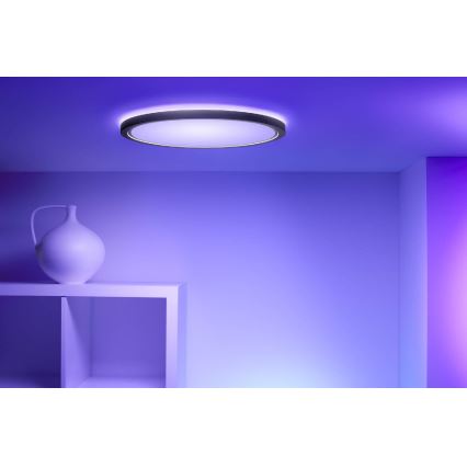 WiZ - LED RGB Aptumšojama griestu lampa SUPERSLIM LED/22W/230V 2700-6500K Wi-Fi, melna