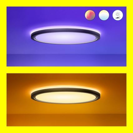 WiZ - LED RGB Aptumšojama griestu lampa SUPERSLIM LED/22W/230V 2700-6500K Wi-Fi, melna