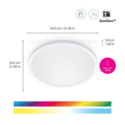 WiZ - LED RGB Aptumšojama griestu lampa SUPERSLIM LED/32W/230V 2700-6500K Wi-Fi, balta