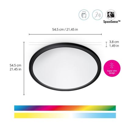 WiZ - LED RGB Aptumšojama griestu lampa SUPERSLIM LED/32W/230V 2700-6500K Wi-Fi, melna