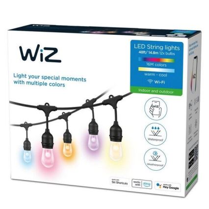 WiZ - LED RGBW Aptumšojama āra virtene 12xLED 14,4m IP65 2700-5000K Wi-Fi