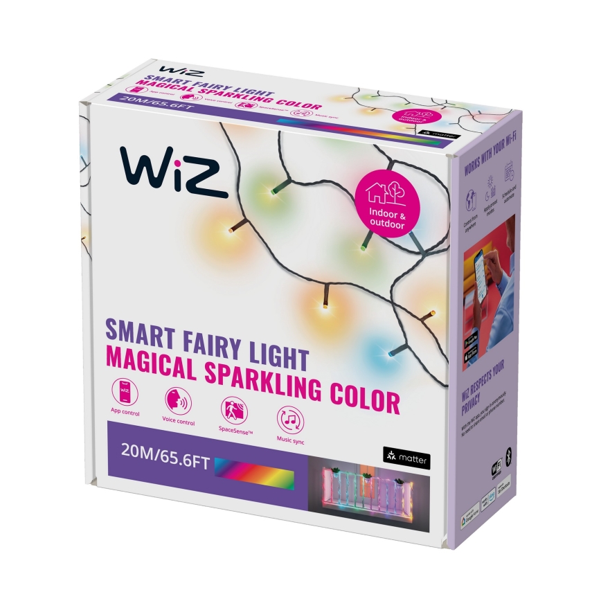 WiZ - LED RGBW Aptumšojama āra virtene 160xLED 20m IP44 2700-5000K Wi-Fi