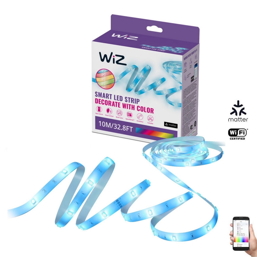 WiZ - LED RGBW Aptumšojama josla 10m LED/12W/230V 2700-6500K Wi-Fi