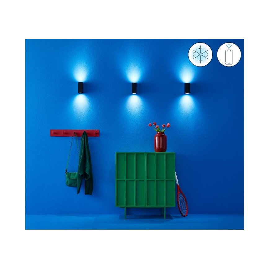 WiZ -LED RGBW Aptumšojama sienas lampa UP&DOWN 2xGU10/4,7W/230V 2200-6500K Wi-Fi CRI 90 melna
