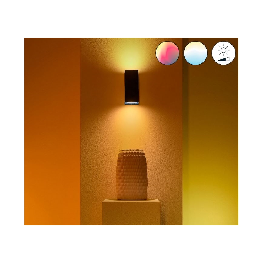WiZ -LED RGBW Aptumšojama sienas lampa UP&DOWN 2xGU10/4,7W/230V 2200-6500K Wi-Fi CRI 90 melna