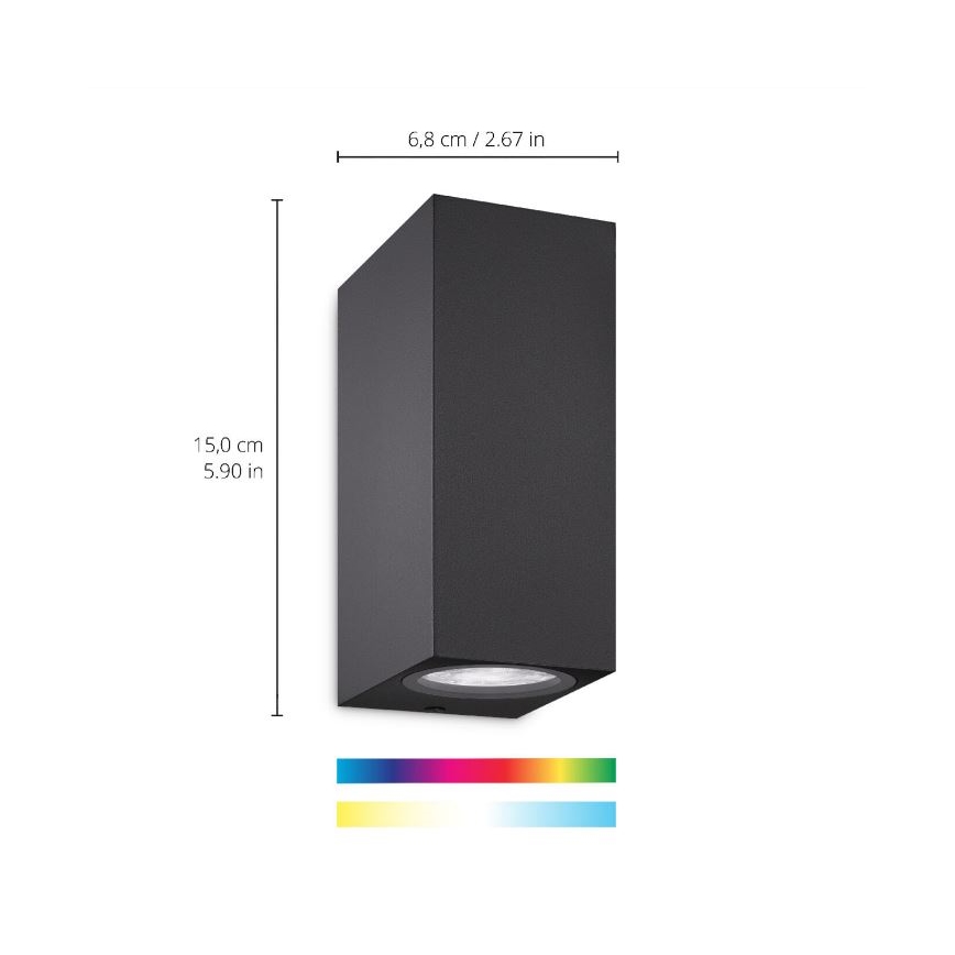 WiZ -LED RGBW Aptumšojama sienas lampa UP&DOWN 2xGU10/4,7W/230V 2200-6500K Wi-Fi CRI 90 melna