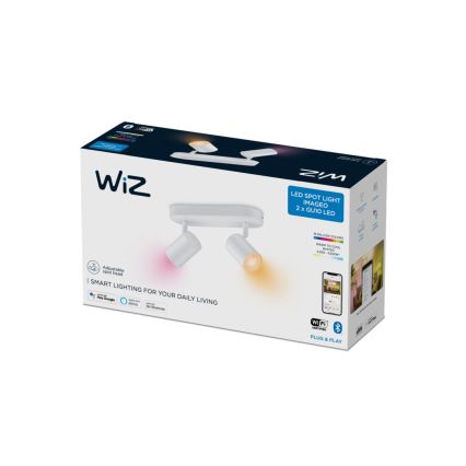 WiZ - LED RGBW Aptumšojams starmetis IMAGEO 2xGU10/4,9W/230V 2200-6500K Wi-Fi CRI 90 balts