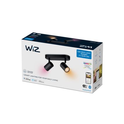 WiZ - LED RGBW Aptumšojams starmetis IMAGEO 2xGU10/4,9W/230V 2200-6500K Wi-Fi CRI 90 melns