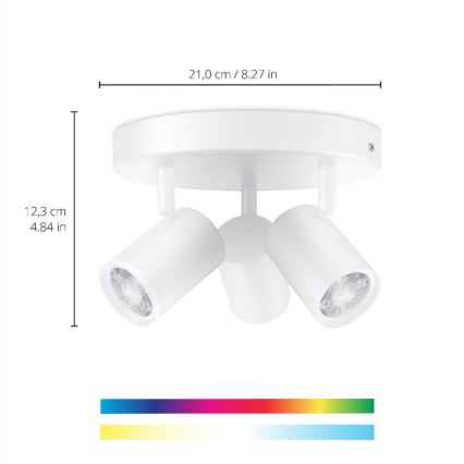 WiZ - LED RGBW Aptumšojams starmetis IMAGEO 3xGU10/4,9W/230V 2200-6500K Wi-Fi CRI 90 balts