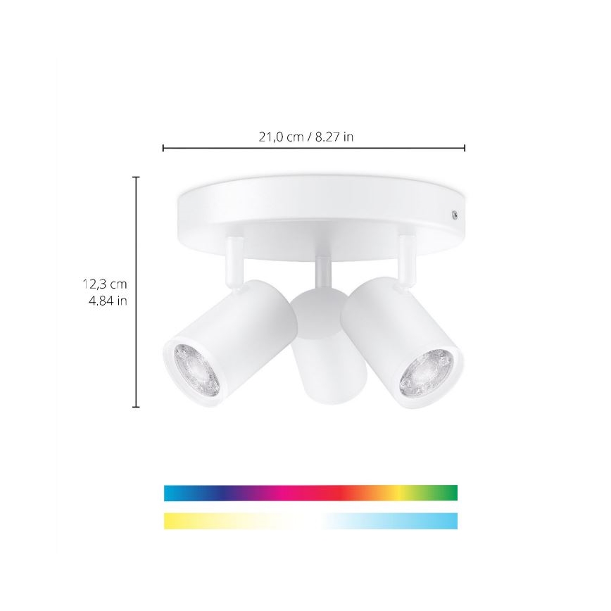 WiZ - LED RGBW Aptumšojams starmetis IMAGEO 3xGU10/4,9W/230V 2200-6500K Wi-Fi CRI 90 balts