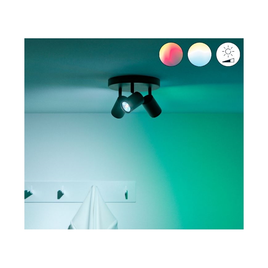 WiZ - LED RGBW Aptumšojams starmetis IMAGEO 3xGU10/4,9W/230V 2200-6500K Wi-Fi CRI 90 melns