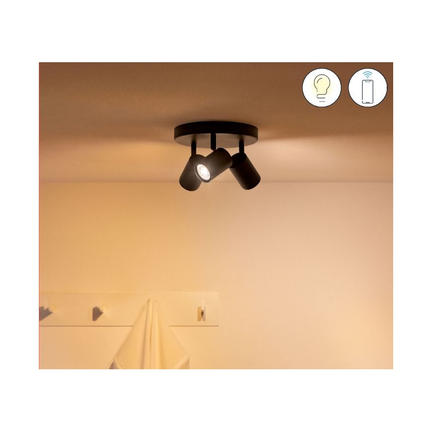 WiZ - LED RGBW Aptumšojams starmetis IMAGEO 3xGU10/4,9W/230V 2200-6500K Wi-Fi CRI 90 melns
