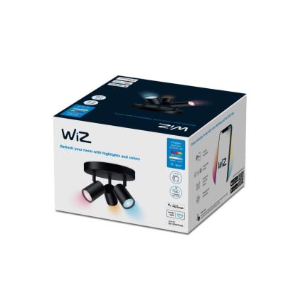 WiZ - LED RGBW Aptumšojams starmetis IMAGEO 3xGU10/4,9W/230V 2200-6500K Wi-Fi CRI 90 melns