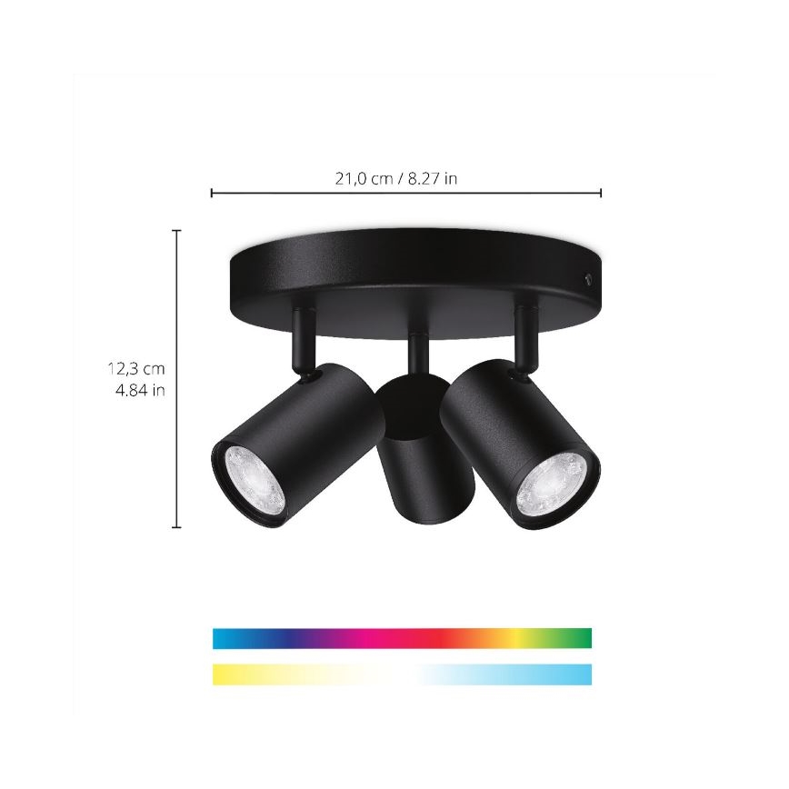 WiZ - LED RGBW Aptumšojams starmetis IMAGEO 3xGU10/4,9W/230V 2200-6500K Wi-Fi CRI 90 melns