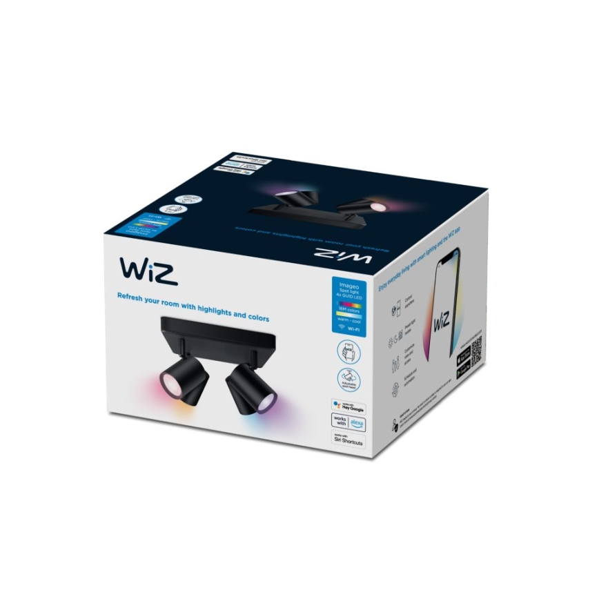 WiZ - LED RGBW Aptumšojams starmetis IMAGEO 4xGU10/4,9W/230V 2200-6500K Wi-Fi CRI 90 melns
