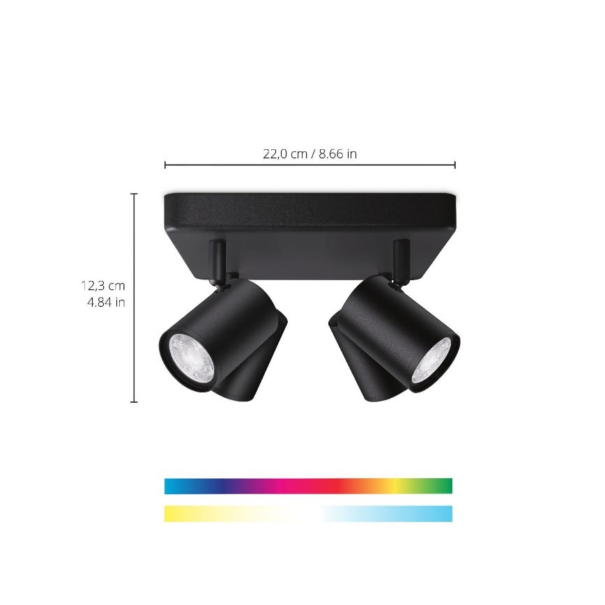 WiZ - LED RGBW Aptumšojams starmetis IMAGEO 4xGU10/4,9W/230V 2200-6500K Wi-Fi CRI 90 melns