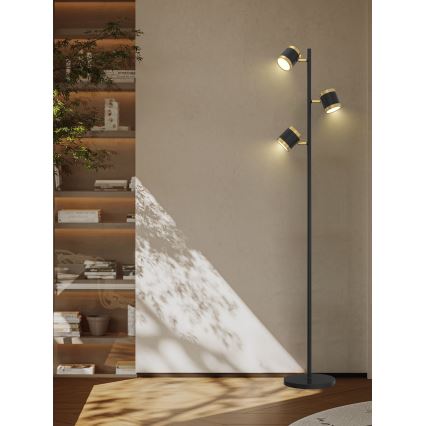 Wofi 3003-304S - LED Aptumšojama grīdas stāvlampa TOULOUSE LED/21W/230V melna/zelta