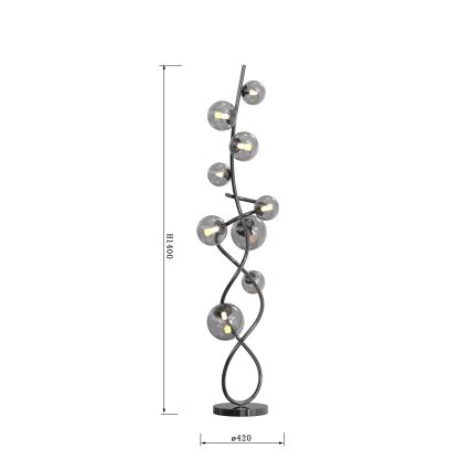 Wofi 3014-905 - LED Grīdas stāvlampa NANCY 9xG9/3,5W/230V melns hroms