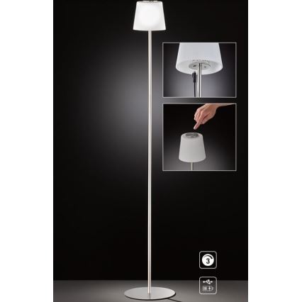 Wofi 3015.01.64.9000 - LED Aptumšojama skārienvadāma grīdas stāvlampa GENK LED/2W/5V 2000 mAh