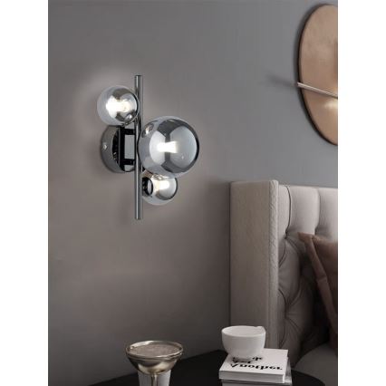 Wofi 4014.03.24.9000 - LED Sienas lampa VILLA 3xG9/3W/230V melna/spīdīgi hromēts