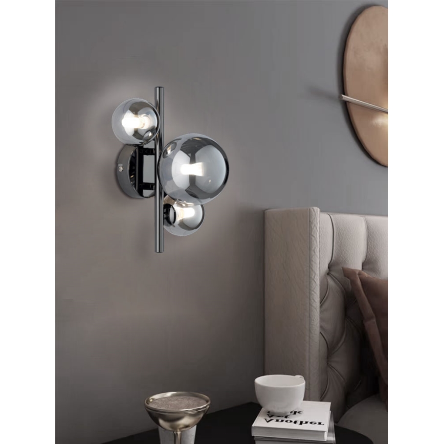 Wofi 4014.03.24.9000 - LED Sienas lampa VILLA 3xG9/3W/230V melna/spīdīgi hromēts