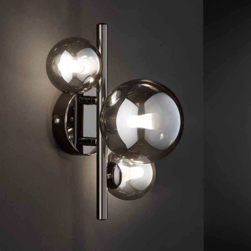 Wofi 4014.03.24.9000 - LED Sienas lampa VILLA 3xG9/3W/230V melna/spīdīgi hromēts