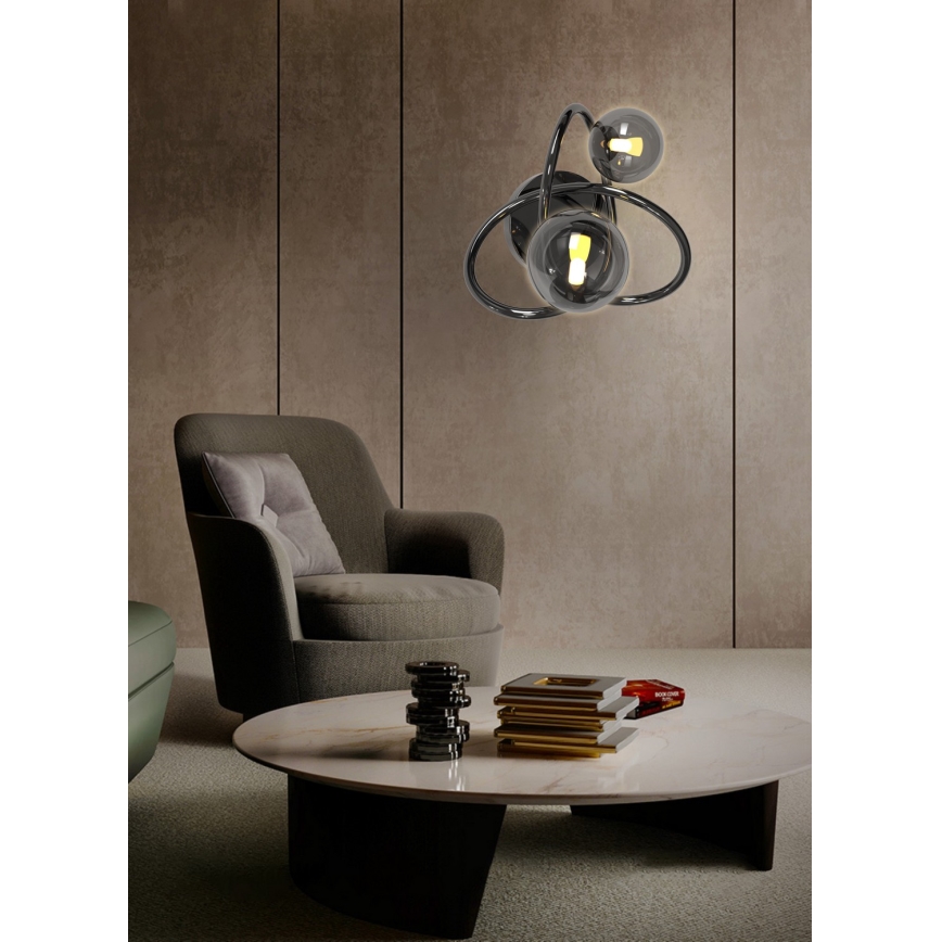 Wofi 4014-205 - LED Sienas lampa NANCY 2xG9/3,5W/230V melna/spīdīgi hromēts