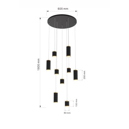 Wofi 5003-904 - LED Aptumšojama lustra ar auklu TOULOUSE LED/57W/230V melna/zelta