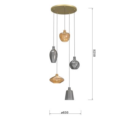 Wofi 5005-501 - Lustra ar auklu ROUEN 5xE14/40W/230V zelta/pelēka