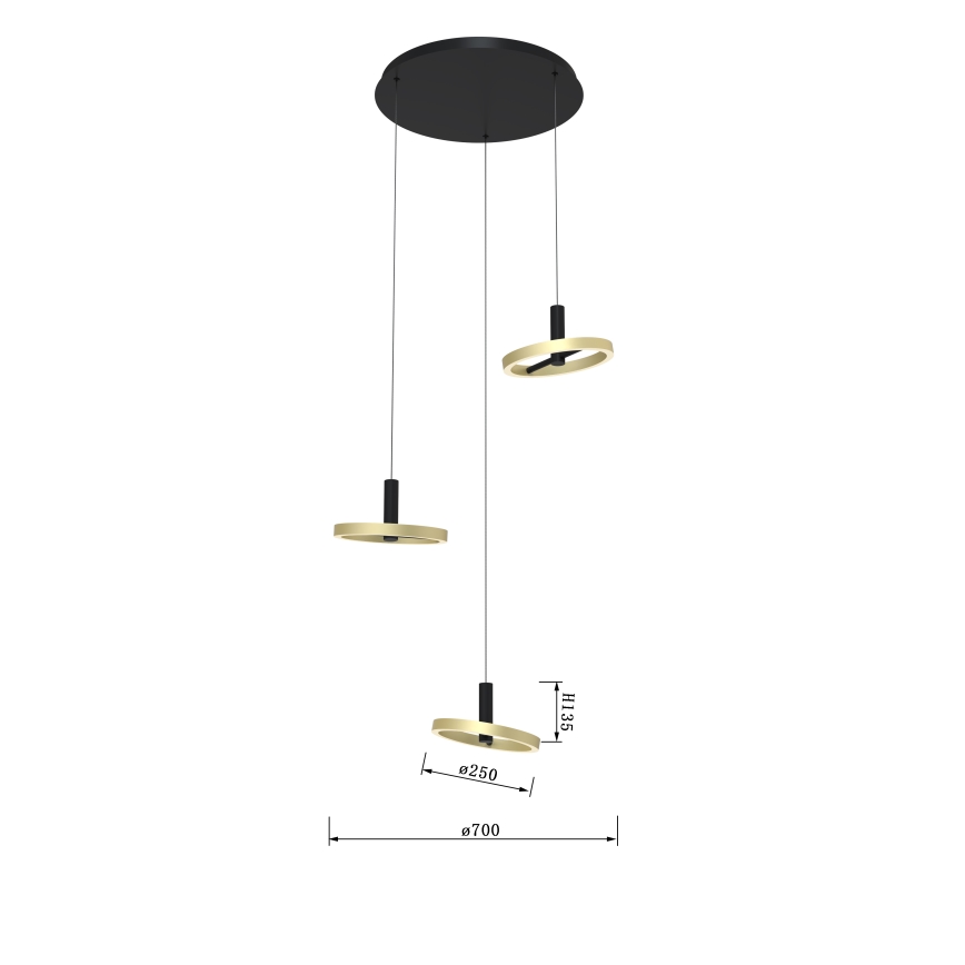 Wofi 5016-304 - LED Aptumšojama lustra ar auklu BREST LED/26W/230V melna/zelta