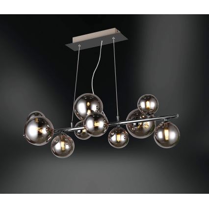 Wofi 6014.10.24.9000 - LED Lustra ar auklu VILLA 10xG9/3W/230V melna/spīdīgi hromēts