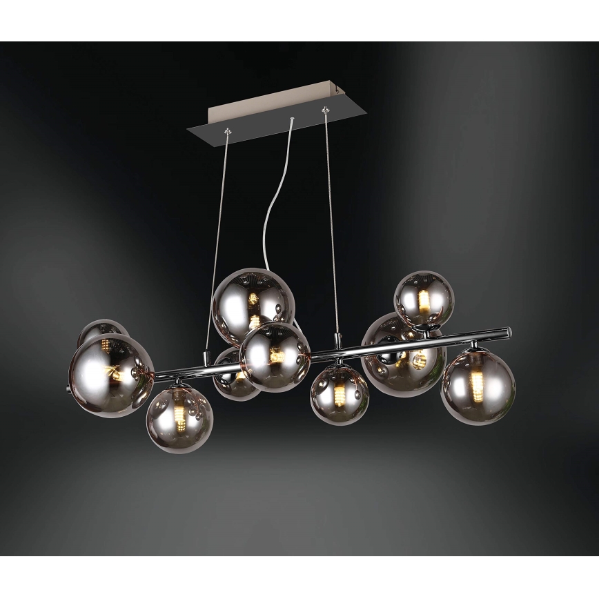 Wofi 6014.10.24.9000 - LED Lustra ar auklu VILLA 10xG9/3W/230V melna/spīdīgi hromēts