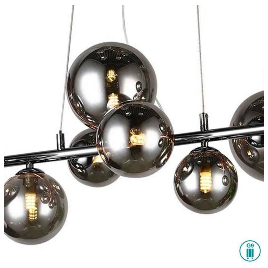 Wofi 6014.10.24.9000 - LED Lustra ar auklu VILLA 10xG9/3W/230V melna/spīdīgi hromēts