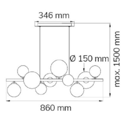 Wofi 6014.10.24.9000 - LED Lustra ar auklu VILLA 10xG9/3W/230V melna/spīdīgi hromēts