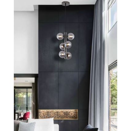 Wofi 6014-605W - LED Lustra ar auklu VILLA 6xG9/3W/230V melna