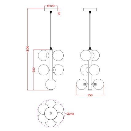 Wofi 6014-605W - LED Lustra ar auklu VILLA 6xG9/3W/230V melna