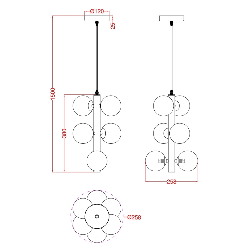 Wofi 6014-605W - LED Lustra ar auklu VILLA 6xG9/3W/230V melna