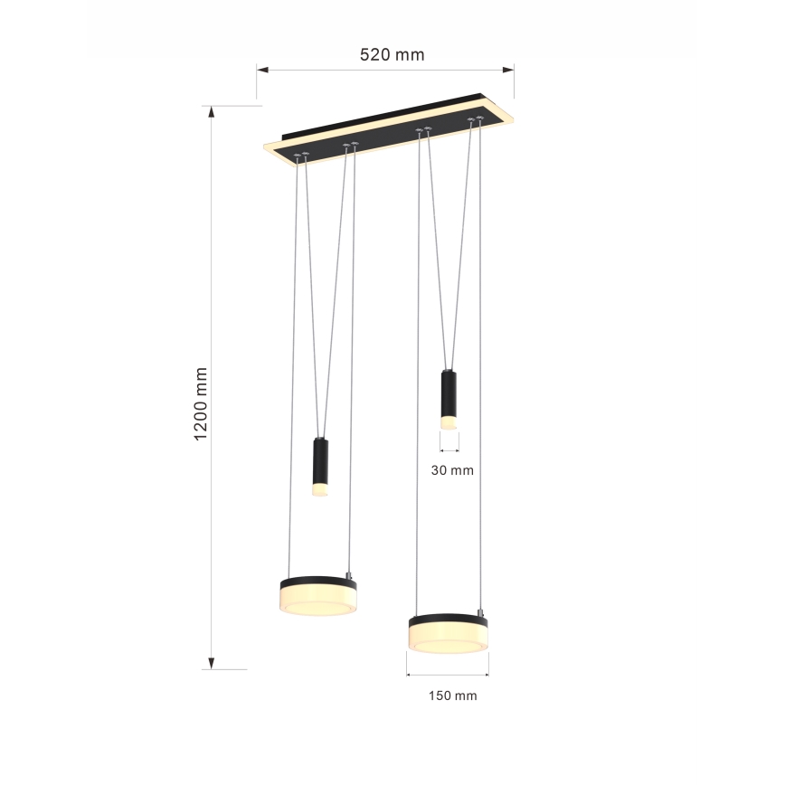 Wofi 6054-502 - LED Aptumšojama lustra ar auklu JESSE LED/21W/230V melna