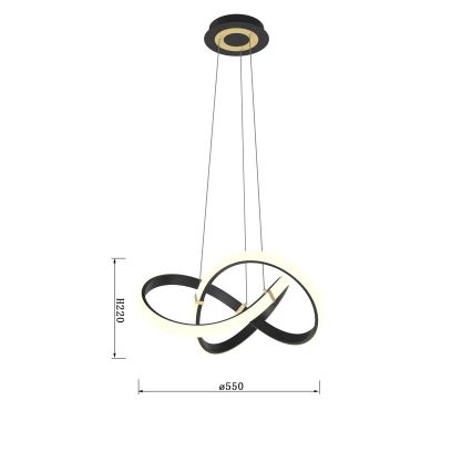 Wofi 6134-104 - LED Aptumšojama lustra ar auklu INDIGO LED/44W/230V melna/zelta