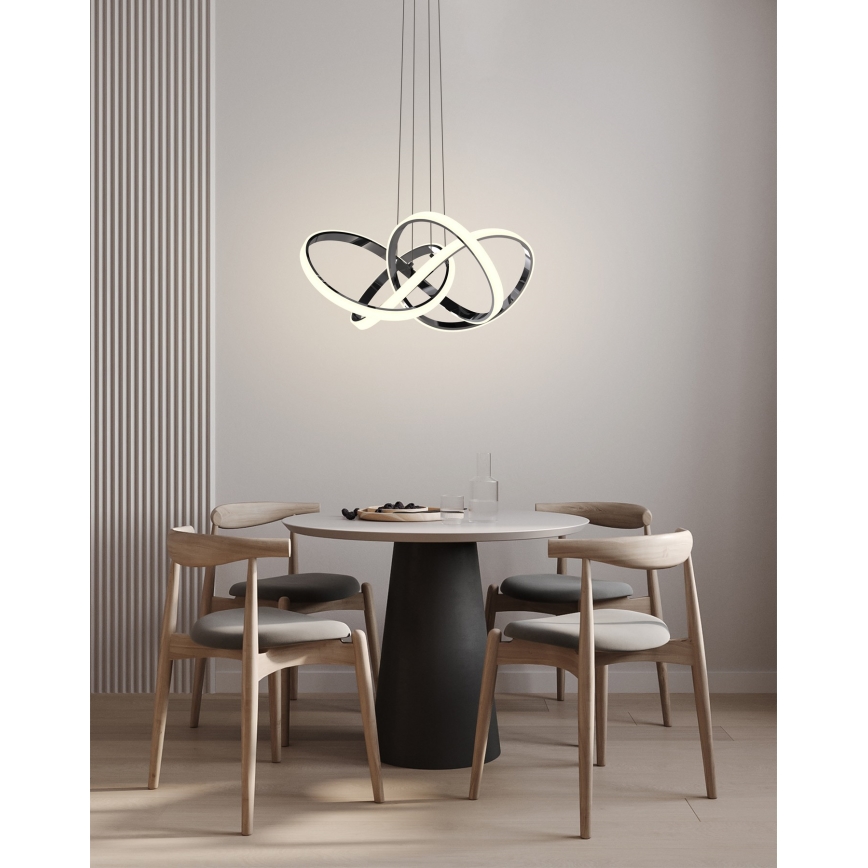 Wofi 6134-105L - LED Aptumšojama lustra ar auklu INDIGO LED/50W/230V melna/spīdīgi hromēts