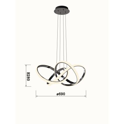 Wofi 6134-105L - LED Aptumšojama lustra ar auklu INDIGO LED/50W/230V melna/spīdīgi hromēts
