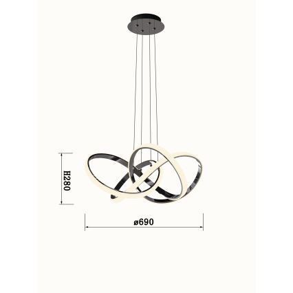 Wofi 6134-105L - LED Aptumšojama lustra ar auklu INDIGO LED/50W/230V melns hroms